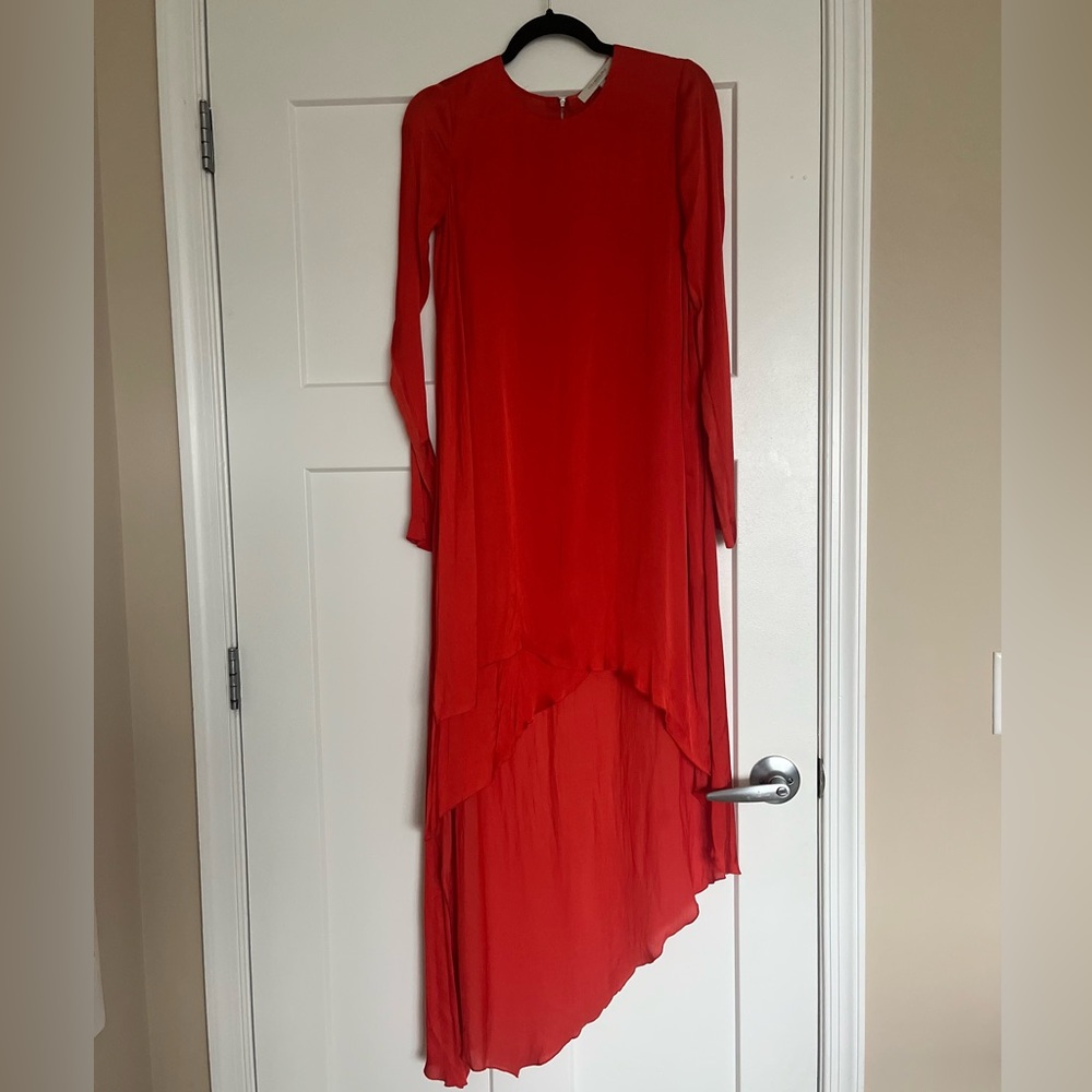 BCBG MaxAzria Red Long Sleeve High Low Dress
